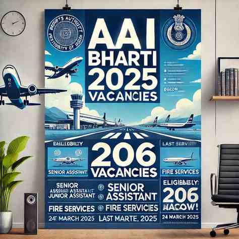 AAI Bharti 2025 – Apply for 206 airport jobs, including jobs for BCom graduates and diploma in mechanical engineering jobs. Govt job vacancies in Maharashtra, Gujarat, MP & Goa. Apply before 24 March 2025.