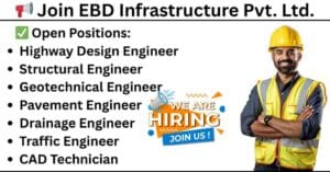 oost your career with the best civil engineering jobs in Bhubaneswar — whether you're seeking highway design engineer jobs, AutoCAD jobs in Bhubaneswar, or niche roles like pavement engineer jobs, geotechnical engineer jobs, or traffic engineer jobs, EBD Infra is your destination!