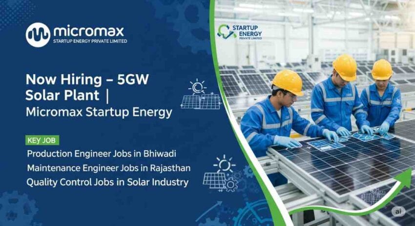 Micromax Job Vacancy 2025 | Solar Energy Jobs in India | Solar Panel Manufacturing Jobs | Production Engineer Jobs in Bhiwadi | Maintenance Engineer Jobs in Rajasthan | Quality Control Jobs in Solar Industry | Renewable Energy Jobs in India | Solar Plant Jobs in Rajasthan