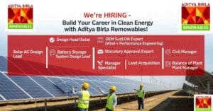 Renewable energy jobs in India | Solar engineer jobs in Mumbai | Battery energy storage jobs | Civil engineering jobs in renewable energy | Land acquisition jobs in Gujarat | Electrical design engineer jobs | Statutory approval jobs in infrastructure | Operations and maintenance jobs in solar power
