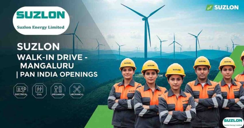 Suzlon Project Engineer Jobs | Suzlon Electrical Engineer Job Vacancy | Suzlon Mechanical Engineer Recruitment | Suzlon Civil Engineering Jobs | Suzlon Fresher Jobs for Engineers | PAN India Suzlon Job Openings | Suzlon Careers for Engineers – Walk-in Drive 27–28 June 2025