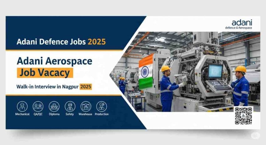 Adani Defence Jobs 2025: Adani Aerospace Job Vacancy, Walk in Interview in Nagpur for Engineering Jobs in Kanpur – QA QC, Mechanical Engineer, Diploma, Safety Officer, Warehouse Supervisor & Production Manager Roles