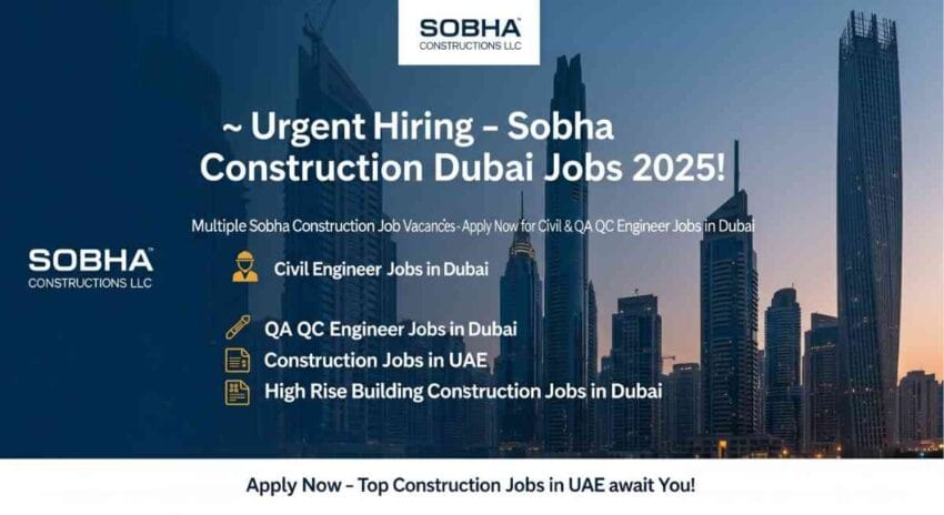 Sobha Construction Dubai Jobs | Sobha Construction Job Vacancy | Civil Engineer Jobs in Dubai | QA QC Engineer Jobs in Dubai | Construction Jobs in UAE | High Rise Building Construction Jobs in Dubai