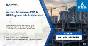 PMC Jobs in Hyderabad | MIVAN Construction Jobs in India | Civil Engineering Jobs in Hyderabad | Aparna Constructions Job Vacancy 2025 | Walk-in Interview for Engineers in Hyderabad | High-Rise Residential Project Jobs India | MEP Engineer Jobs in Hyderabad | Project Management Consultant Jobs in Construction
