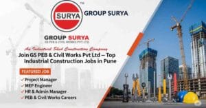 Industrial Construction Jobs – PEB & Civil Works Careers, Project Manager Job Openings, Engineering Jobs in Pune, Turnkey Construction Companies Jobs, HR & Admin Manager Jobs, MEP Engineer Jobs in India