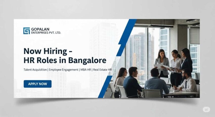 Talent Acquisition jobs in Bangalore | HR jobs in real estate companies | Employee engagement jobs in Bangalore | MBA HR jobs in Bangalore | HR manager jobs in construction industry | Senior executive HR jobs | Assistant manager HR jobs in Bangalore – Apply Now at Gopalan Enterprises
