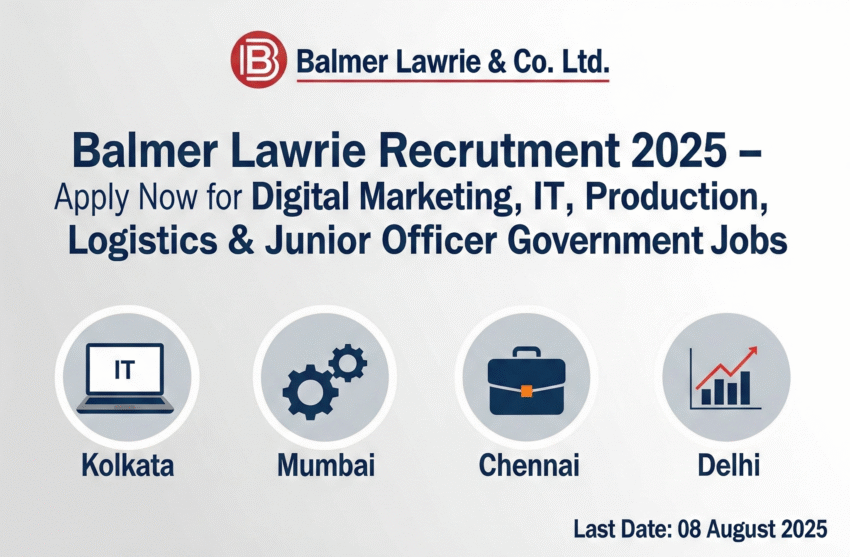 Balmer Lawrie Recruitment 2025 | Government Jobs in Kolkata | Digital Marketing Government Jobs | IT Jobs in PSU Companies | Production Officer Jobs in Chennai | Logistics and Operations Jobs in Delhi | Junior Officer Jobs in Mumbai | Fixed Term Contract Government Jobs