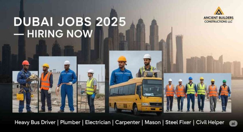 Dubai jobs – Heavy bus driver jobs in Dubai, Plumber jobs in Dubai, Electrician jobs in Dubai, Carpenter jobs in Dubai, Mason jobs in Dubai, Steel fixer jobs in Dubai, Civil helper jobs in Dubai