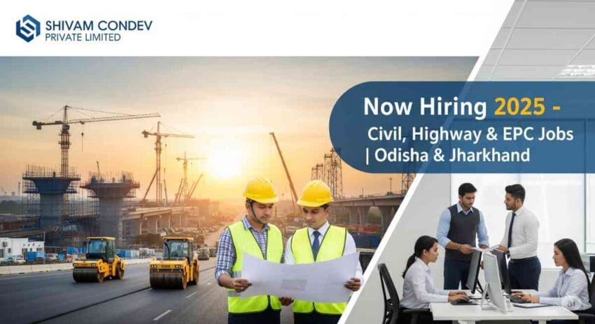 Shivam Condev Private Limited Hiring 2025: Construction Jobs in Odisha, Highway Project Jobs 2025, Civil Engineering Vacancies in Odisha, NHAI Project Recruitment 2025, Supervisor Jobs in Damanjodi, Data Entry Operator Vacancy Jharkhand, EPC Infrastructure Jobs in India