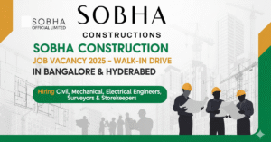 Sobha Real Estate Jobs Bangalore 2025 | Engineering Jobs in Bangalore 2025 | Civil Diploma Jobs in Hyderabad | Mechanical Engineer Jobs in Construction Company | Electrical Engineer Jobs in Bangalore | Top Construction Company Jobs in India | Civil Site Engineer Jobs in Bangalore | Civil Engineering Jobs in Hyderabad