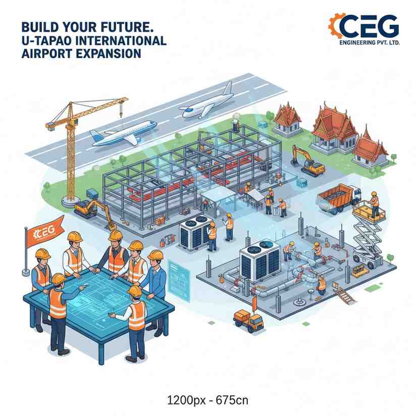 CEG Engineering Hiring Now: Thailand Airport Expansion Jobs, Engineering Jobs Thailand Airport Project, Airport Infrastructure Careers Thailand, Senior Engineer Jobs Thailand Aviation, U-Tapao International Airport Recruitment, Quality Assurance Engineer Airport Construction Thailand, Project Safety Specialist Jobs Thailand Airport, Architect Jobs Thailand Airport Expansion