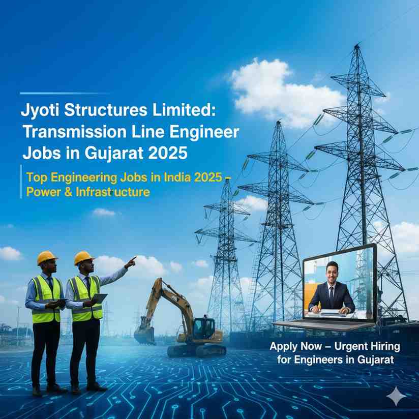 Transmission Line Engineer Jobs in Gujarat 2025 | Jyoti Structures Limited Recruitment 2025 | Electrical and Civil Engineer Jobs in Power Sector | Urgent Hiring for Engineers in Gujarat | Planning Engineer and Quality Lead Jobs in Transmission Projects | B.Tech / Diploma Engineer Job Openings October 2025 | Top Engineering Jobs in India 2025 – Power & Infrastructure | Virtual Interview Jobs for Engineers in Gujarat