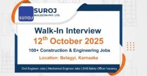 Construction jobs in India 2025 | Civil engineering walk-in interview | Jobs in Belagavi for engineers | Industrial construction job vacancy | Top construction companies hiring in India | Walk-in interview for civil engineers | Mechanical engineer jobs in construction | EHS safety officer vacancy in India, Jobs in Belagavi for engineers