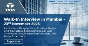 Architectural Designer Jobs, Structural Design Engineer Jobs, Civil & Structural Engineering Design, Architecture Jobs, Entry Level Architecture Jobs, Design Build Jobs, Builder Designer Jobs, Walk In Interview in Mumbai, Engineering Consultant Jobs, Tunnel Expert Jobs – Hiring 2025