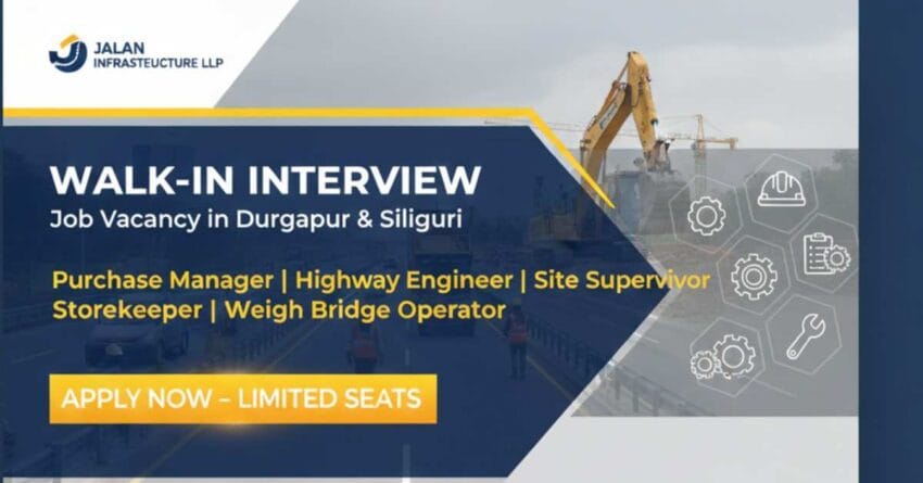 Job Vacancy in Durgapur job vacancy in Siliguri jobs in Siliguri jobs in Siliguri West Bengal purchase manager jobs jobs in Durgapur storekeeper jobs near me highway engineer jobs Weigh Bridge Operator job Site Supervisor job