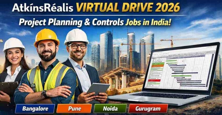 Apply for Project Planning Engineer jobs in Bangalore at AtkinsRéalis Virtual Drive 2026. Also hiring Project Controls Engineer jobs in Pune, Noida & Gurugram.