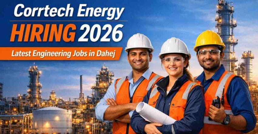 Corrtech Energy hiring engineers in Dahej 2026 for EPC construction projects including civil, mechanical, electrical, and pipeline roles