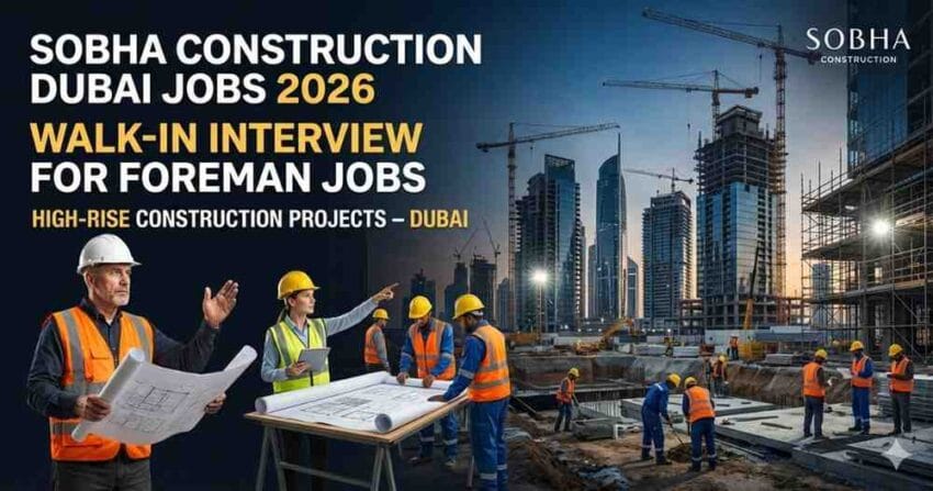 Sobha Construction Dubai Jobs 2026 | Sobha Constructions Walk In Interview Dubai | Foreman Jobs in Dubai Construction | Dubai Construction Walk In Interview 2026 | High Rise Building Foreman Jobs Dubai | Masonry Foreman Jobs in Dubai | Gypsum Foreman Jobs Dubai | Tile Foreman Jobs in Dubai | Joinery Foreman Jobs in Dubai | Construction Foreman Vacancy in Dubai