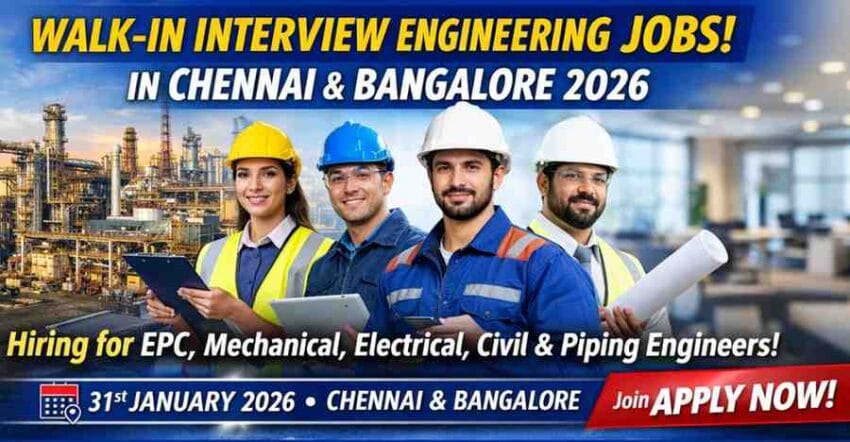 Walk In Interview Engineering Jobs in Chennai & Bangalore Tecnicas Reunidas EPC Jobs 2026