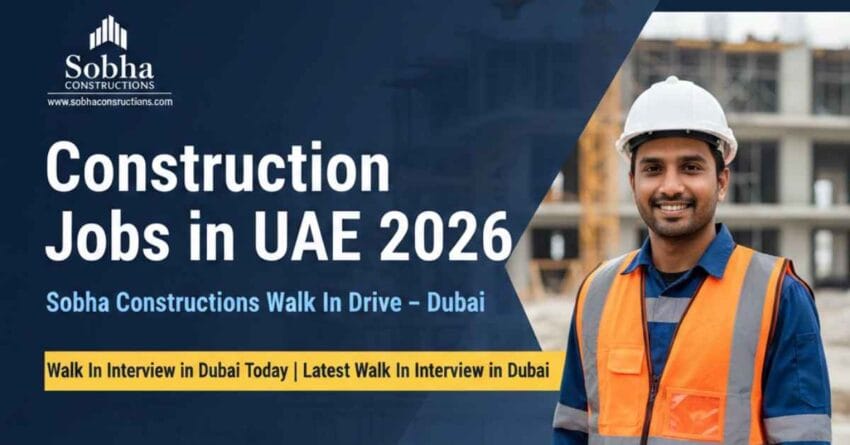 Apply for Construction Jobs in UAE 2026. Sobha Constructions Walk In Drive in Dubai