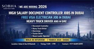 Apply for Document Controller Jobs in Dubai 2026. Free visa electrician job in Dubai, heavy truck driver jobs in UAE. 14 walk-in vacancies.