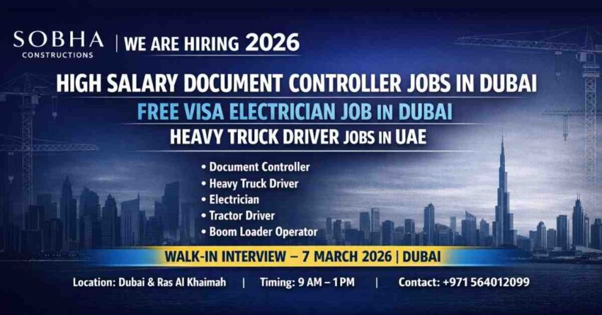 Apply for Document Controller Jobs in Dubai 2026. Free visa electrician job in Dubai, heavy truck driver jobs in UAE. 14 walk-in vacancies.