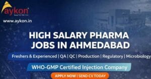 Latest pharma jobs in Ahmedabad Gujarat. Ayka Biosciences hiring QA, QC, Production, Regulatory and freshers. Limited vacancies. Apply now.