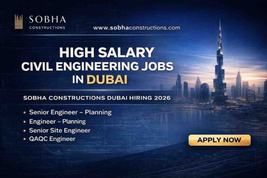 Sobha Construction Dubai jobs 2026 Civil Engineer Walk In