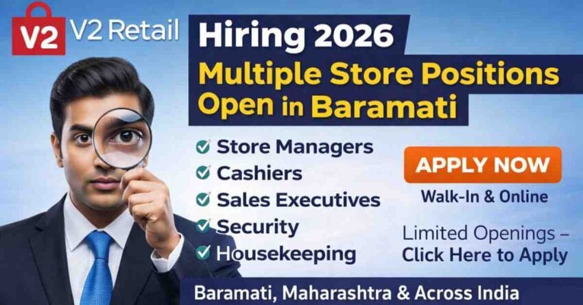 Store Manager Jobs in Baramati 2026 | V2 Retail Jobs 2026 | Retail Jobs in Maharashtra