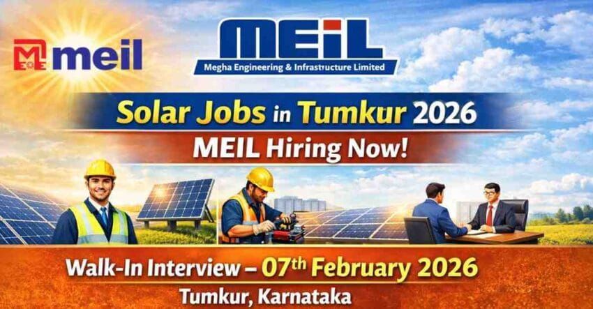 Walk-In Interview for Solar Jobs in Tumkur Solar Power Plant Jobs in Karnataka 2026