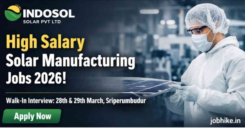 High Salary Solar Manufacturing Jobs in India 2026