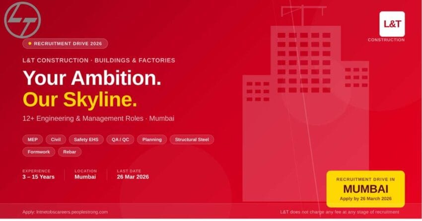 L&T Construction Recruitment Drive 2026 Mumbai Best Engineering Jobs Apply Now