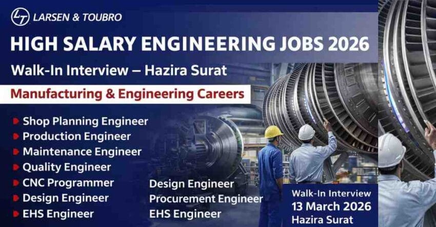 L&T Walk-In Interview 2026 | Engineering Jobs in Surat Hazira