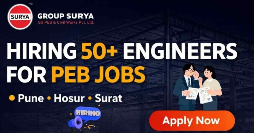 PEB Jobs 2026 Group Surya construction jobs in Pune Urgent