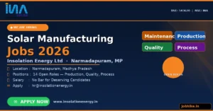 Top Solar Manufacturing Jobs in Narmadapuram 2026 Apply Now