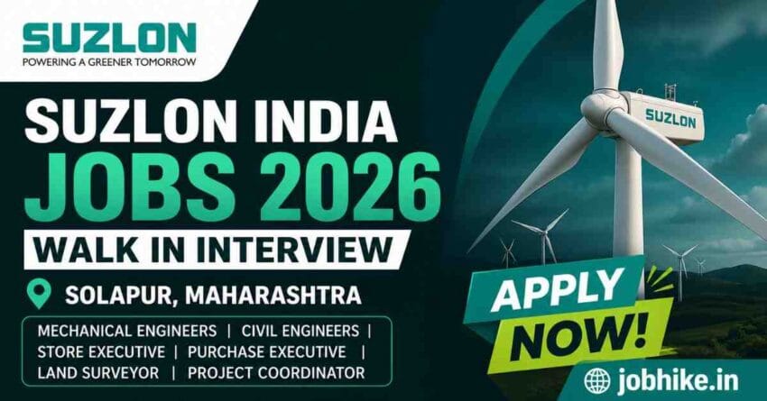 Suzlon Walk In Interview 2026 Jobs in Solapur for Engineers Apply Now