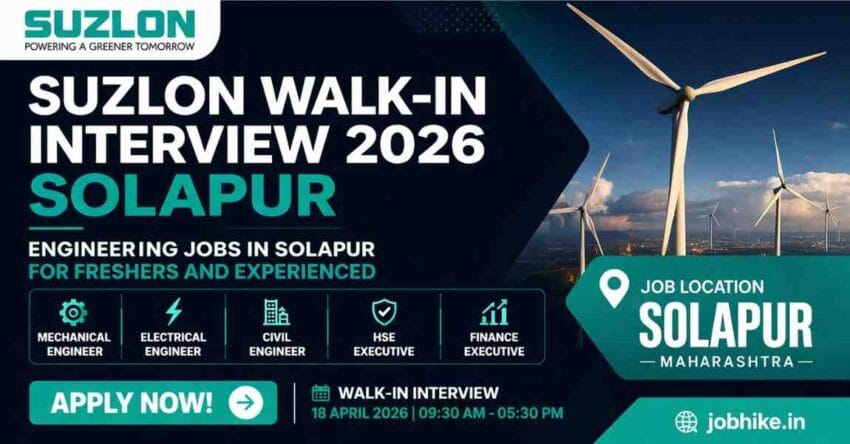 suzlon walk in interview 2026 solapur engineering jobs in solapur
