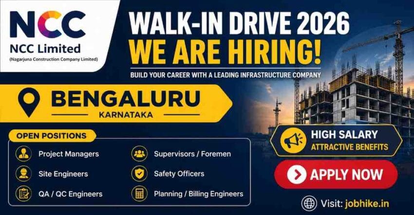 Jobs Near Me in Bengaluru 2026 NCC Walk-In Drive