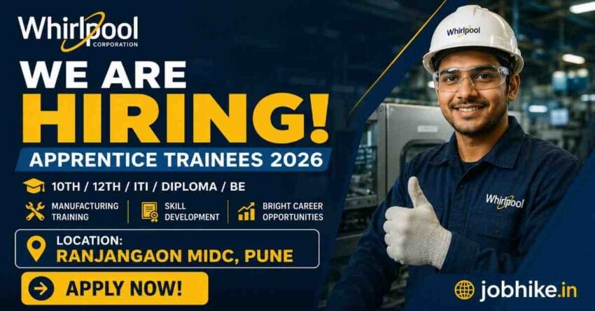 Whirlpool apprenticeship 2026 Ranjangaon MIDC jobs 2026