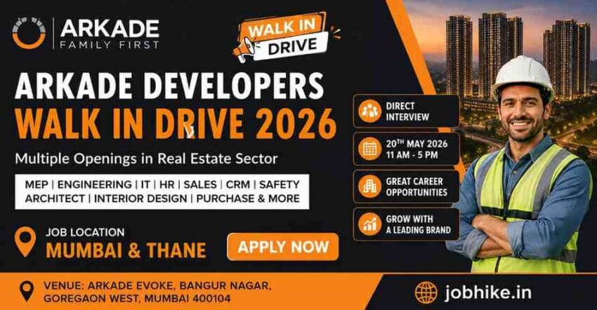 arkade developers walk in drive mumbai 2026