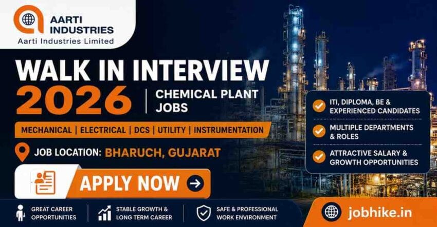 chemical plant walk in interview in gujarat 2026 aarti industries hiring