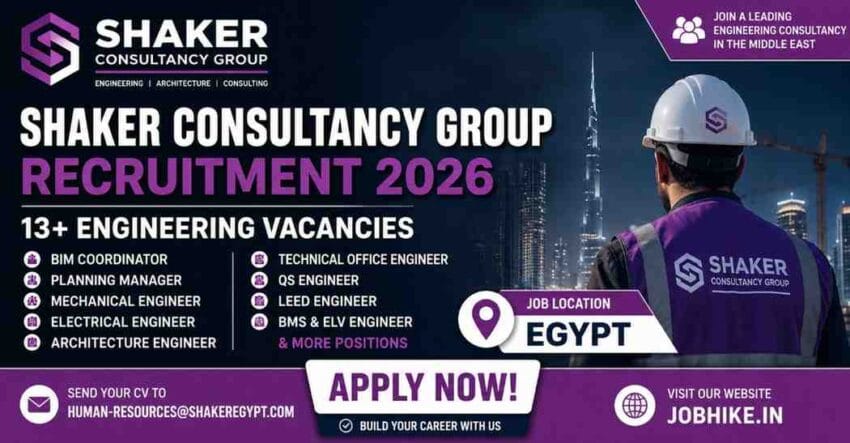 Exciting Mechanical Engineer jobs in Egypt for Indians Shaker 2026