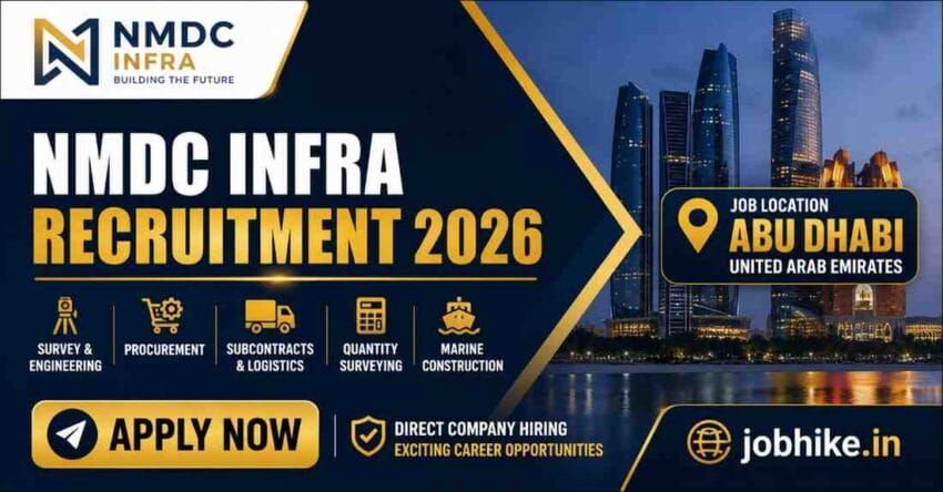 NMDC Infra Recruitment 2026 Abu Dhabi Jobs Hiring Survey Engineer Procurement Logistics Quantity Surveying Marine Construction UAE Infrastructure Projects Apply Now