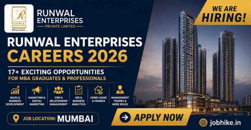 Runwal Enterprises Job Vacancy 2026 MBA Jobs in Mumbai for Freshers & Experienced Candidates