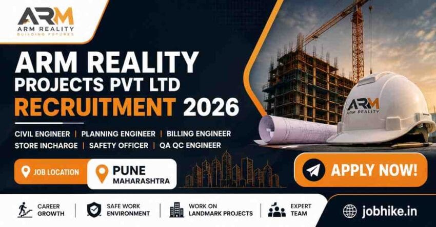 ARM Reality Projects Recruitment 2026 Civil Engineer Jobs in Pune