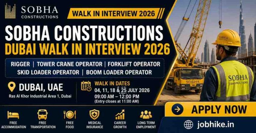 Exciting Sobha Constructions Dubai Walk in Interview 2026