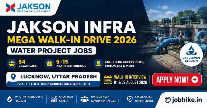JAKSON Infra Jobs 2026, Water Project Jobs in Lucknow
